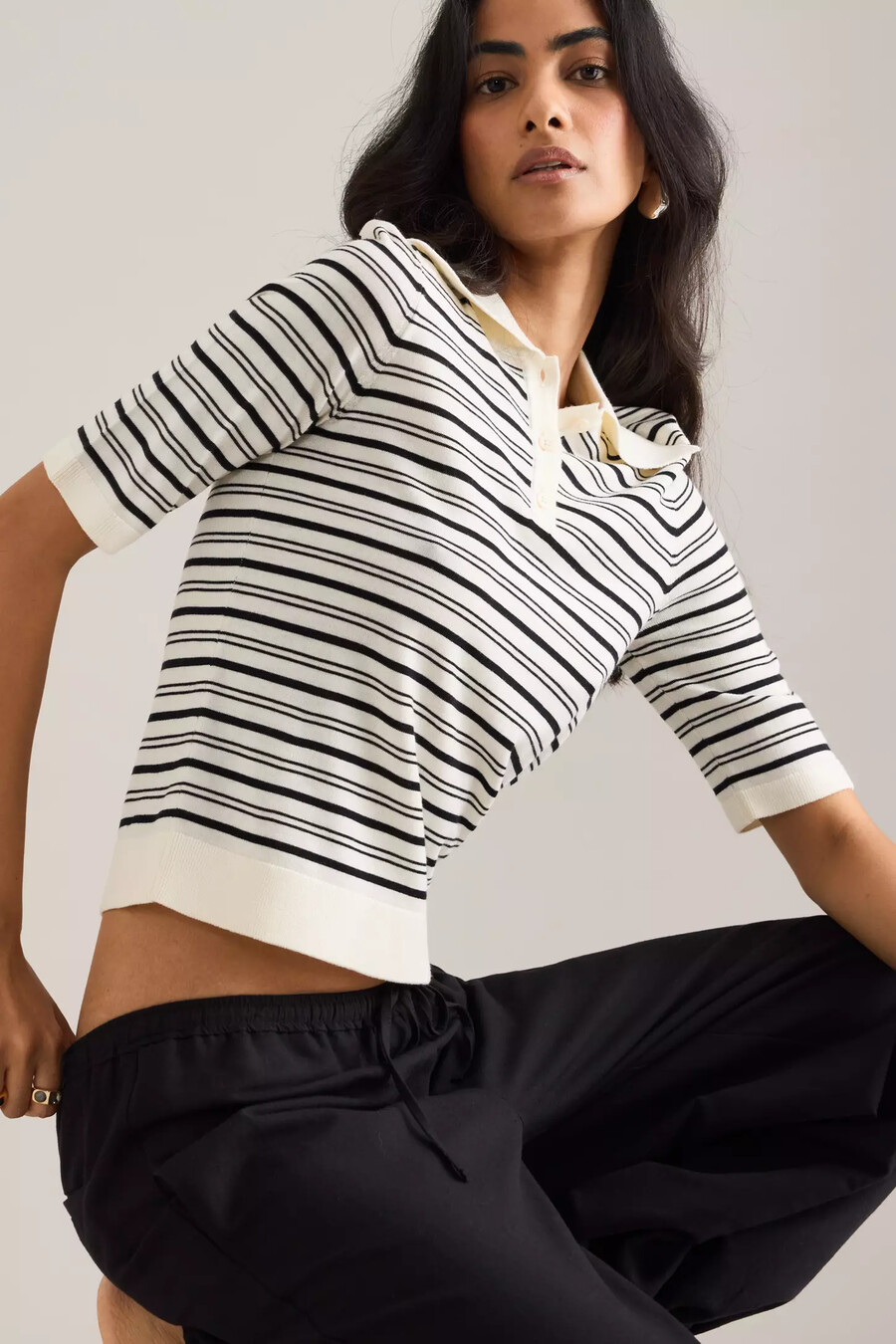 selected thea knit polo top