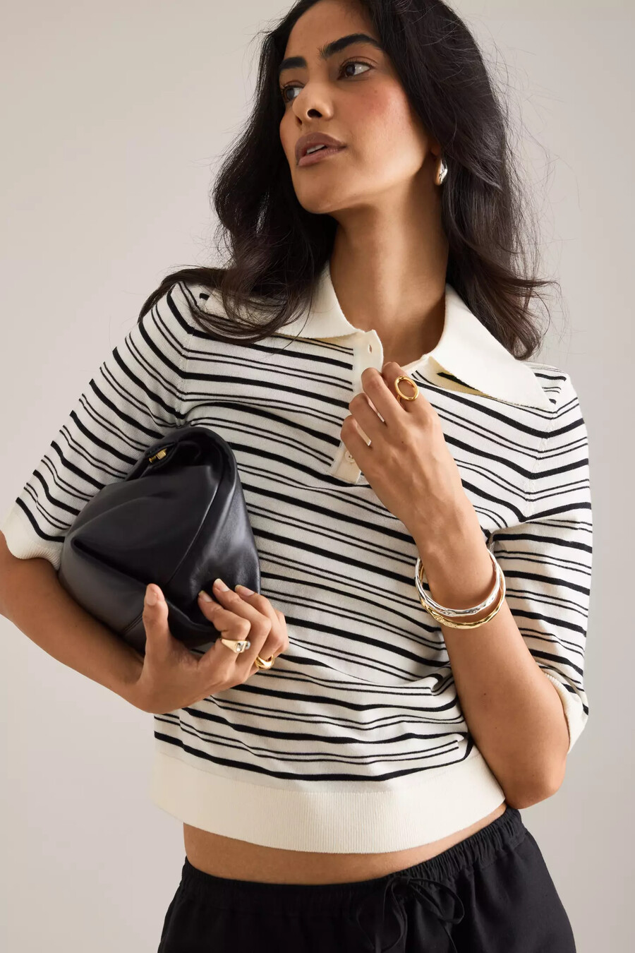 selected thea knit polo top