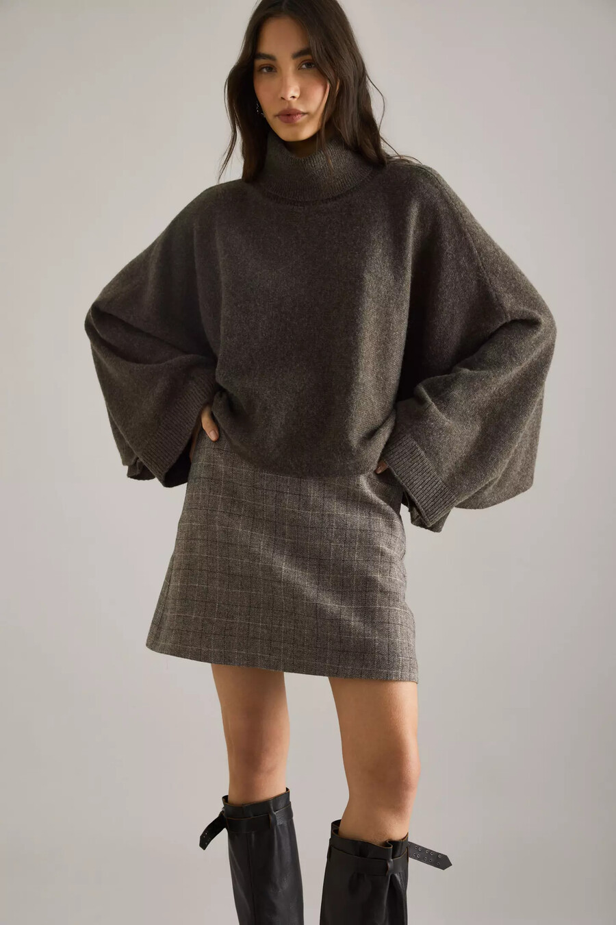 selected elina roll-neck cape jumper