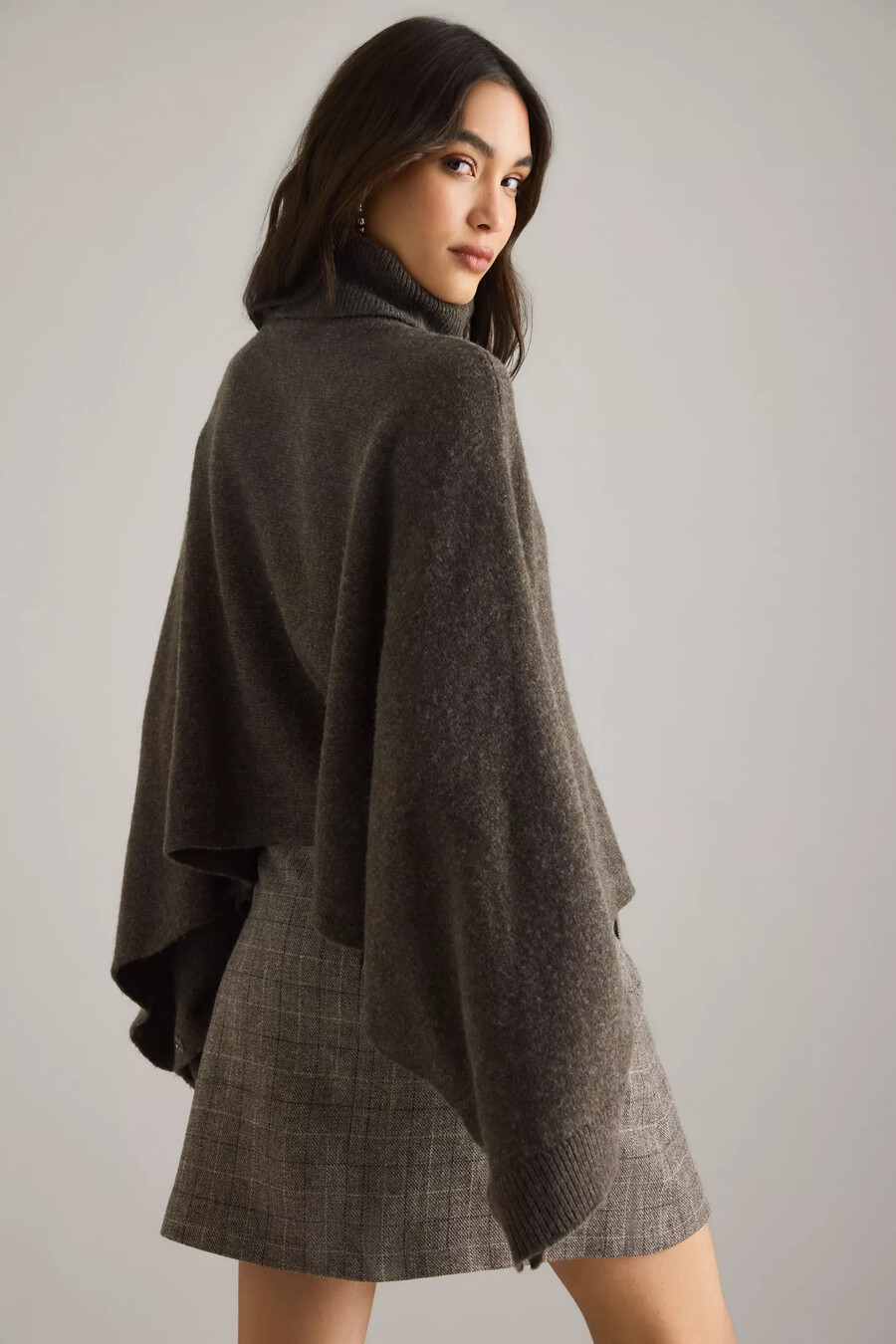 selected elina roll-neck cape jumper