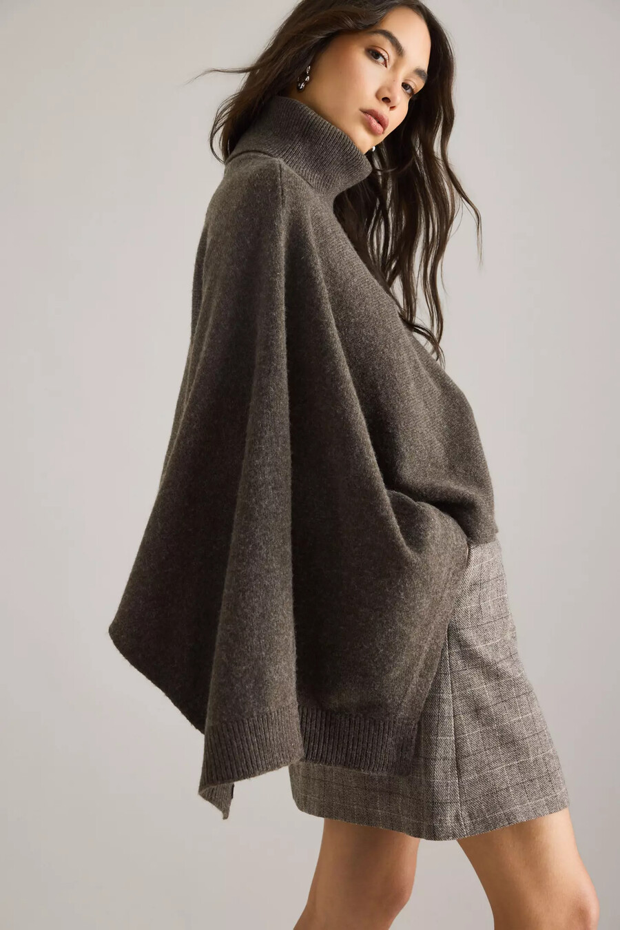 selected elina roll-neck cape jumper