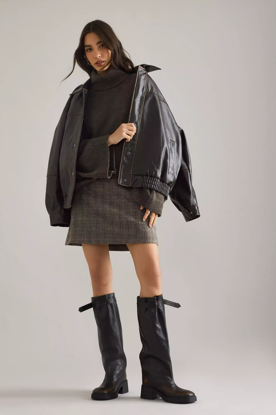 selected elina roll-neck cape jumper