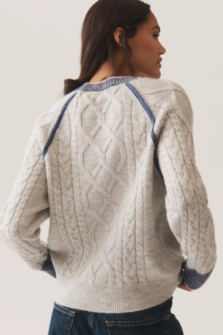 pilcro cable-knit embroidered jumper