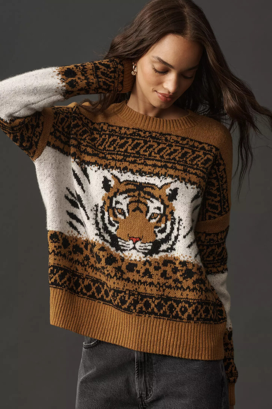 pilcro tiger icon wool-blend jumper