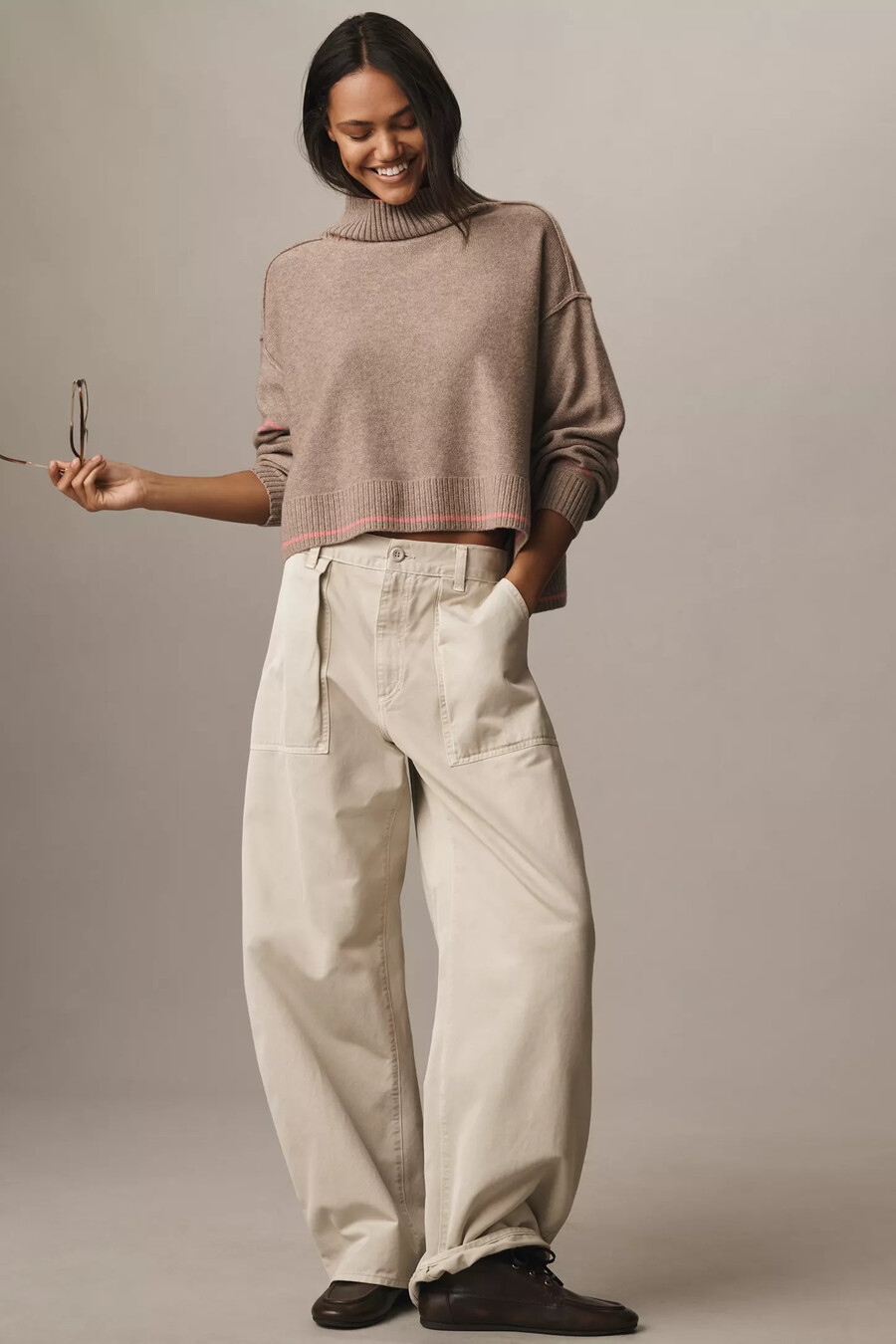pilcro wool-cashmere tipped turtleneck jumper