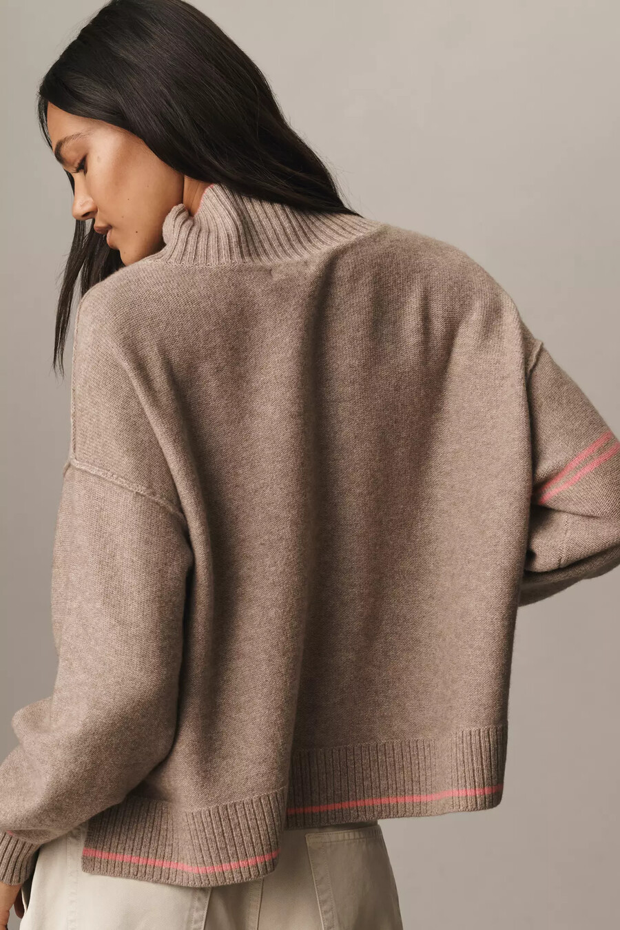 pilcro wool-cashmere tipped turtleneck jumper