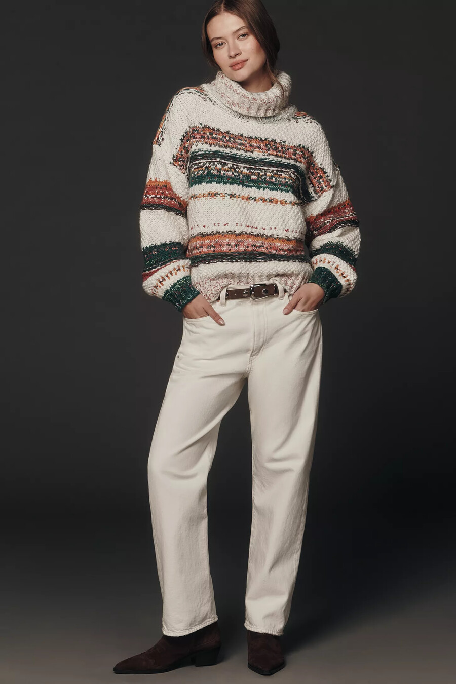 pilcro patchwork turtleneck jumper