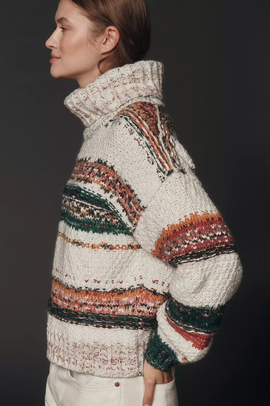pilcro patchwork turtleneck jumper