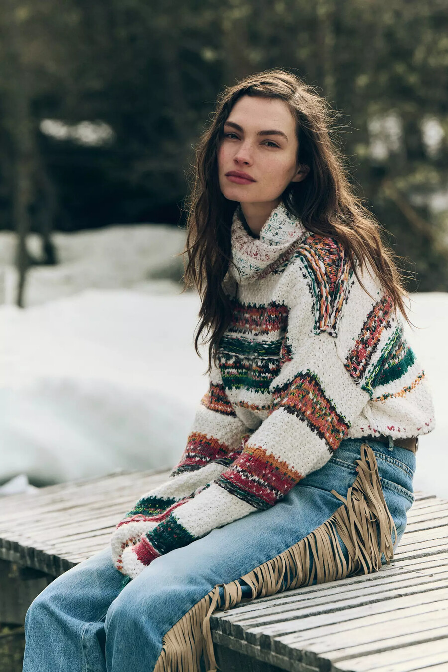 pilcro patchwork turtleneck jumper