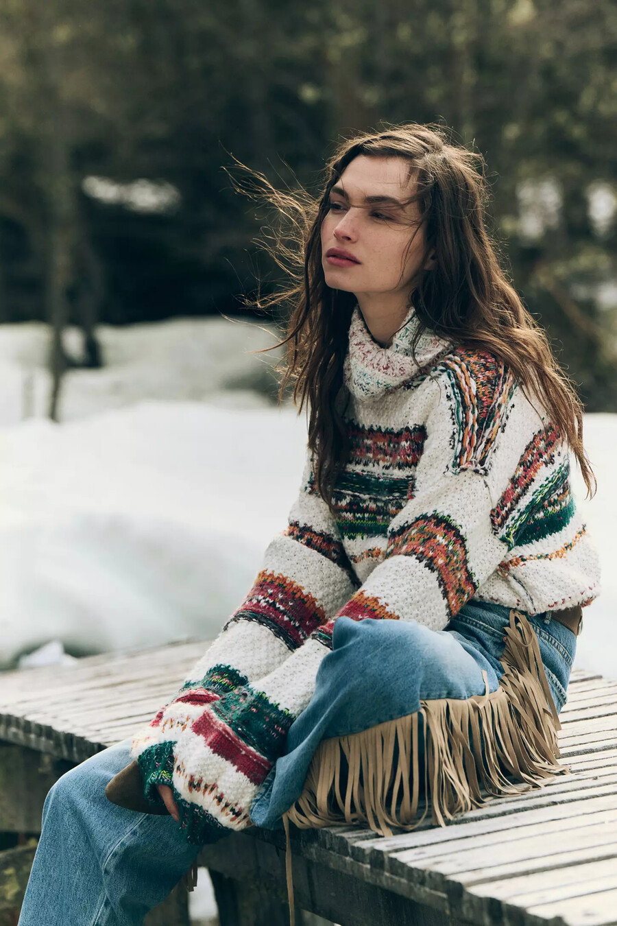 pilcro patchwork turtleneck jumper