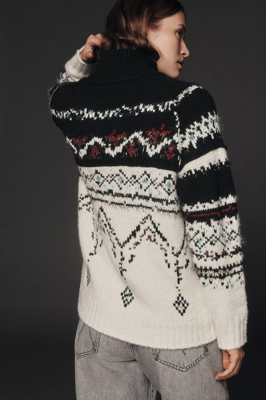 pilcro cotton-blend fairisle jumper