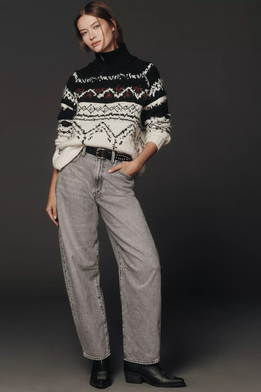 pilcro cotton-blend fairisle jumper