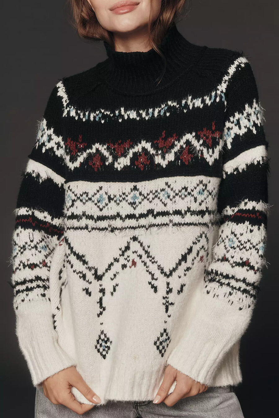 pilcro cotton-blend fairisle jumper
