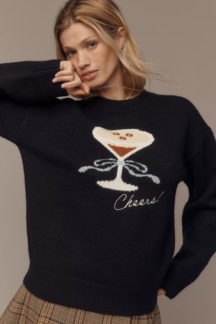 english factory cocktail motif jumper