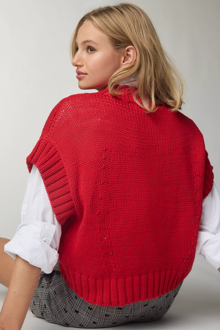 maeve mock-neck extended shoulder knit sweater vest