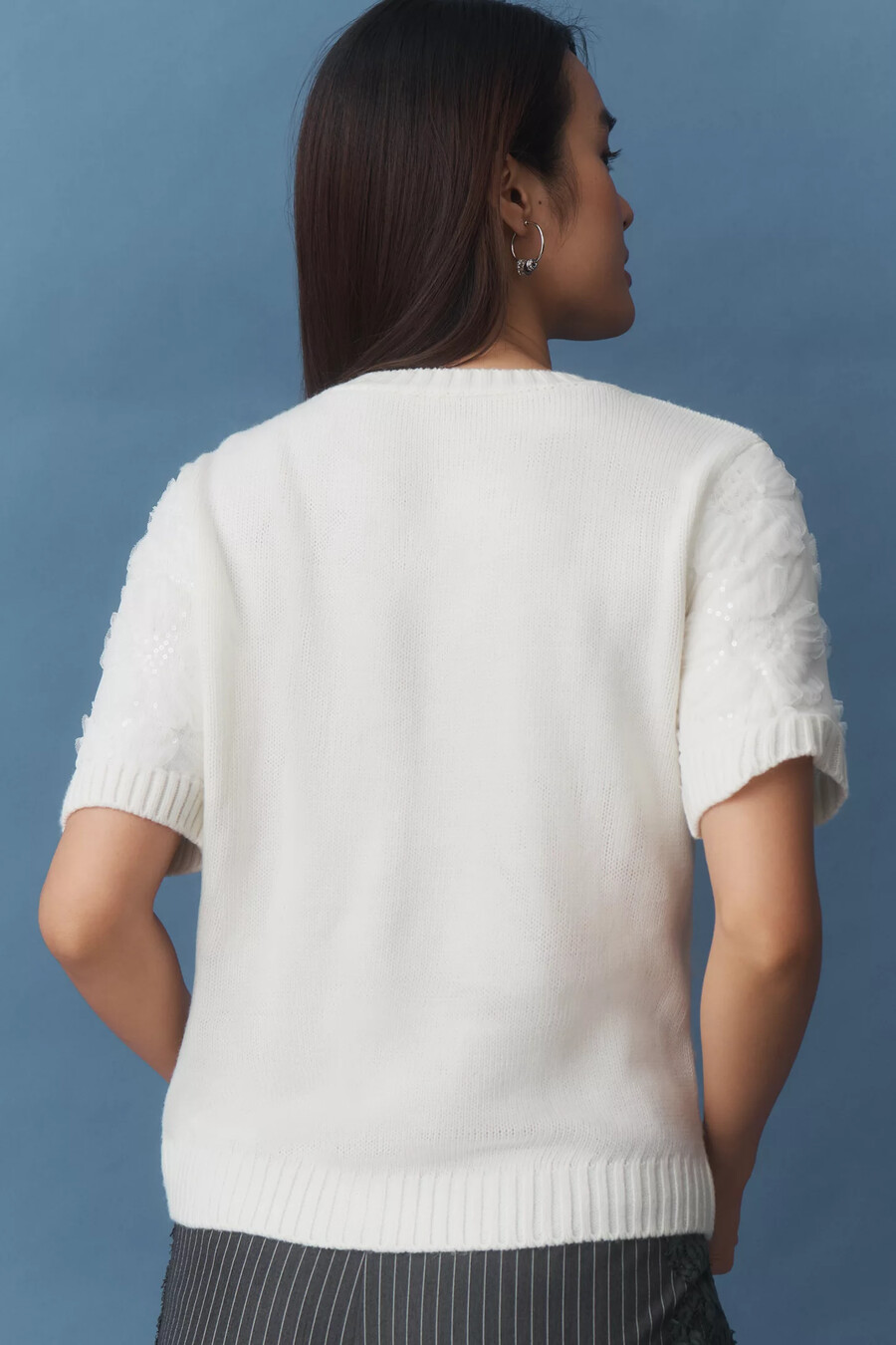 maeve short-sleeve floral embellished cardigan