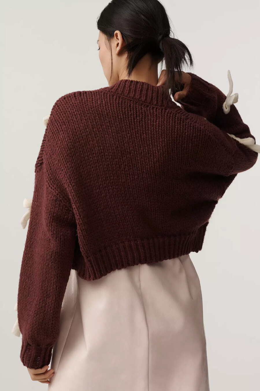 the alicia 3d bow cropped cardigan by maeve