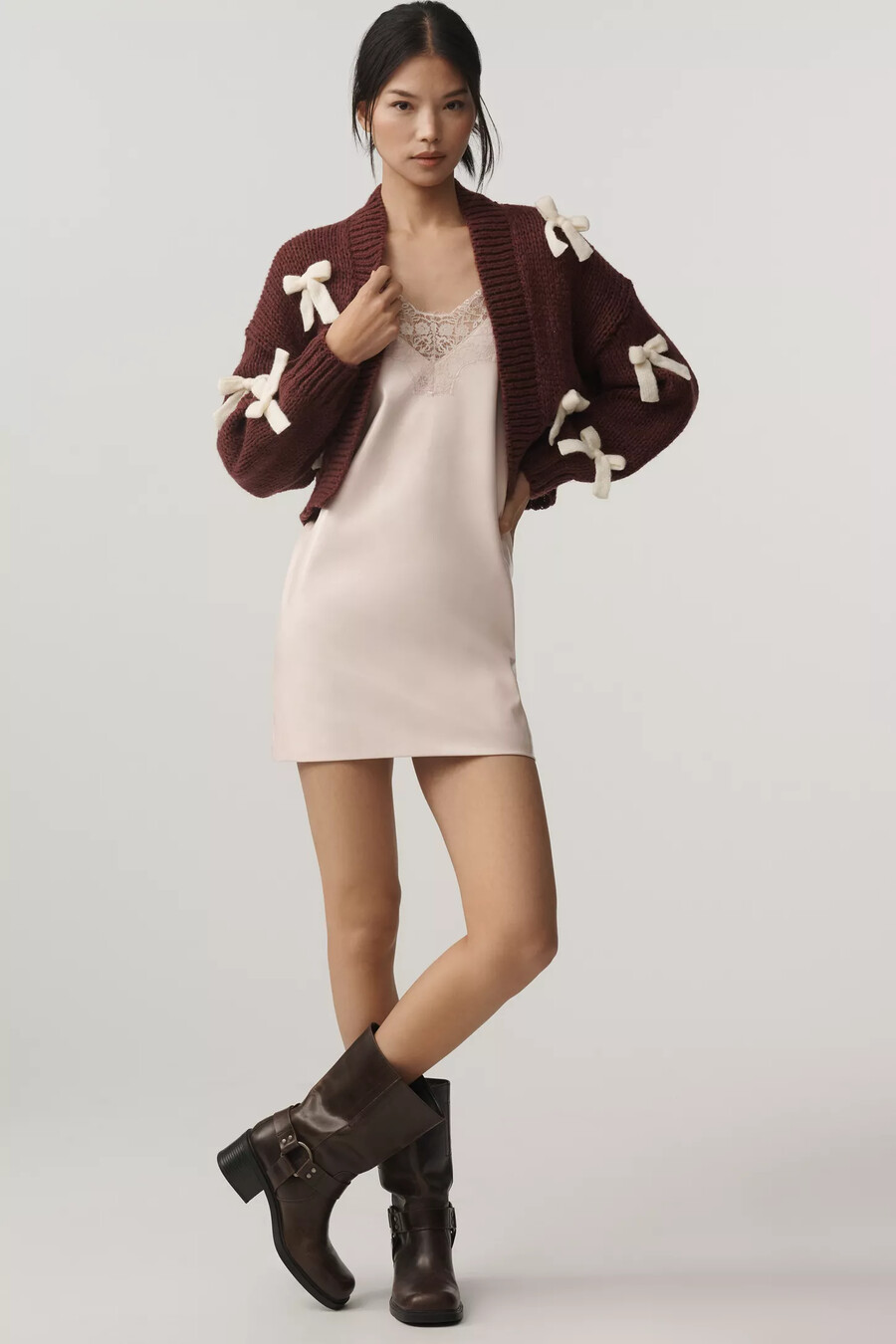 the alicia 3d bow cropped cardigan by maeve