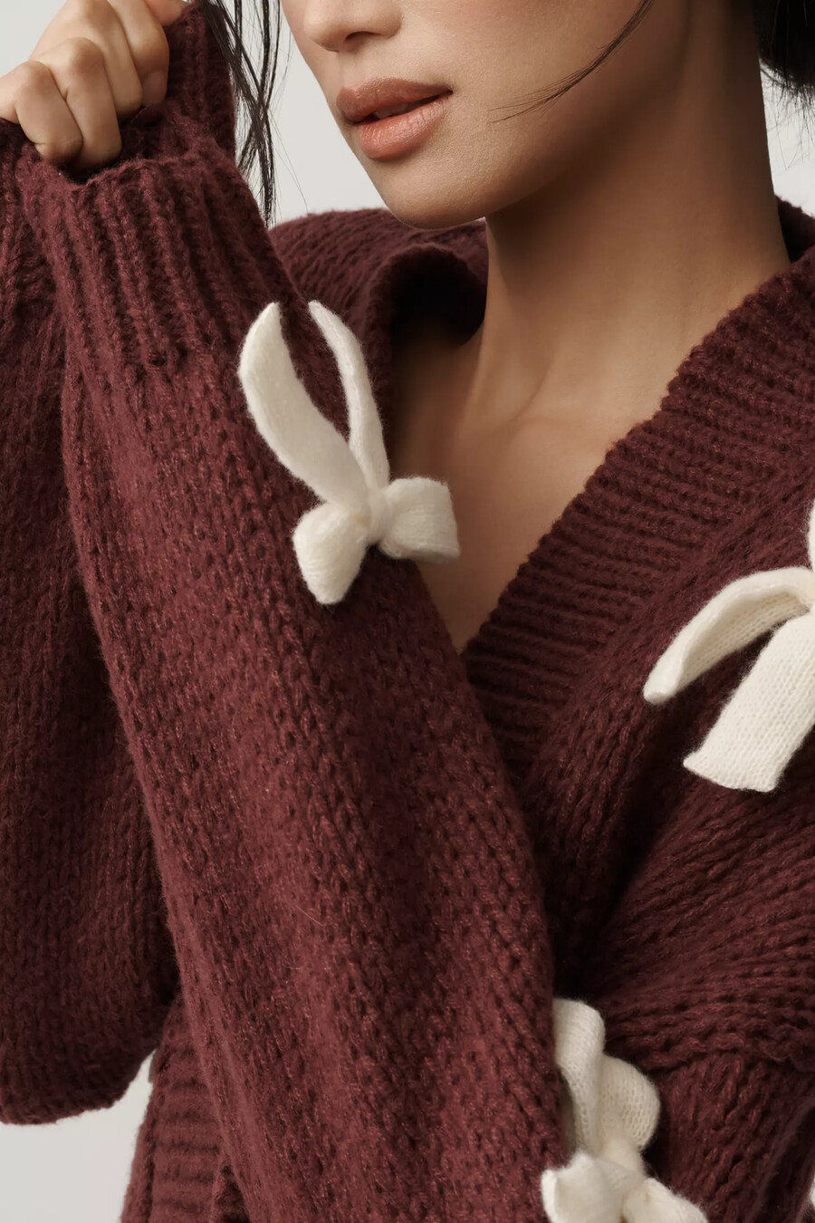 the alicia 3d bow cropped cardigan by maeve