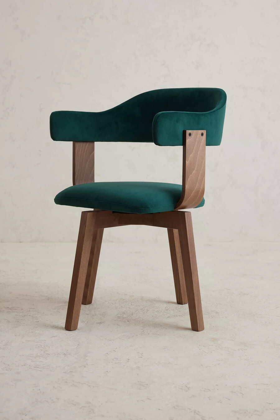 brooke velvet-upholstered beech wood swivel dining chair