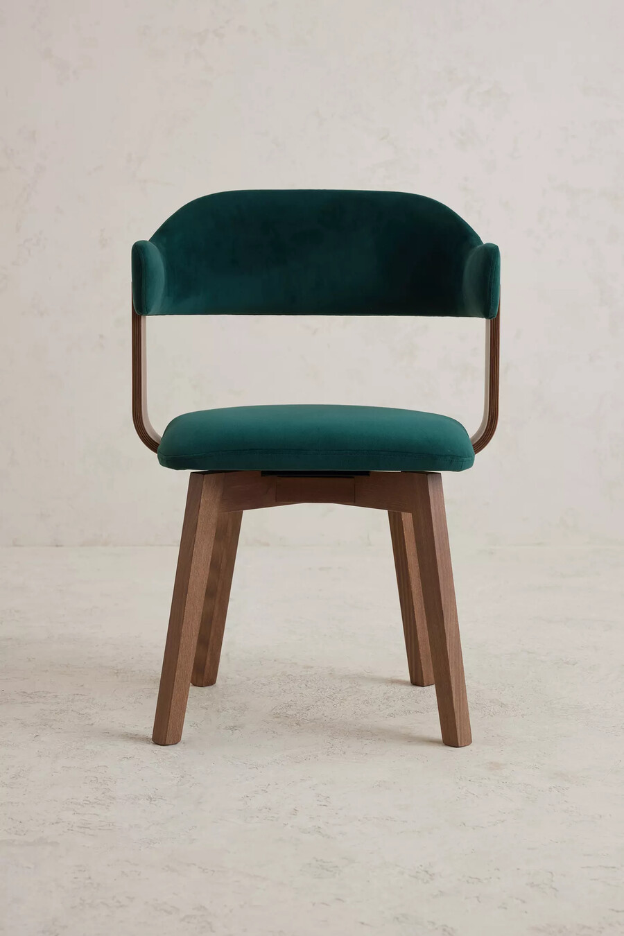brooke velvet-upholstered beech wood swivel dining chair