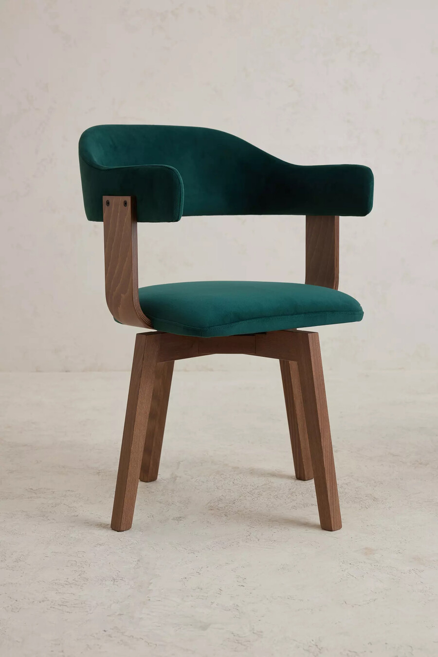 brooke velvet-upholstered beech wood swivel dining chair