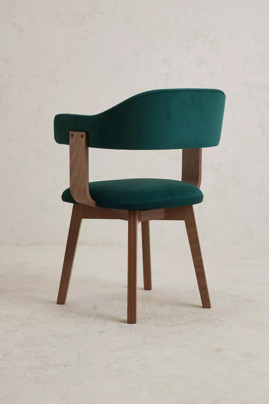 brooke velvet-upholstered beech wood swivel dining chair
