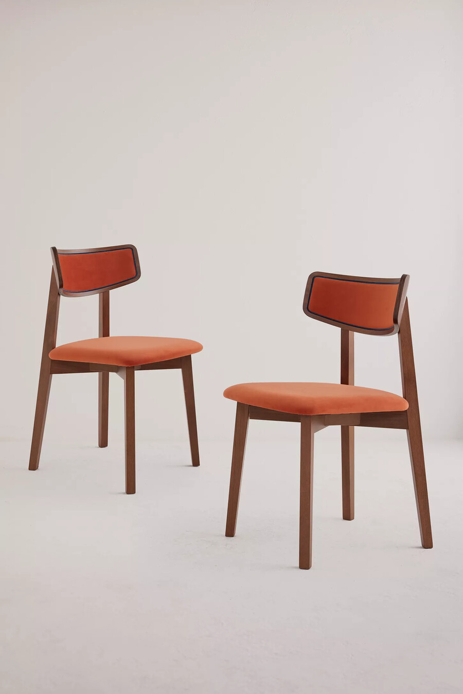 amy velvet-upholstered beech wood dining chairs set of 2