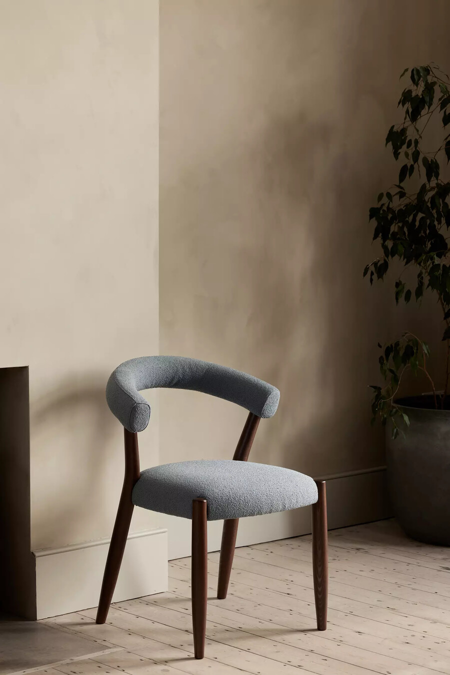 elsa aquaclean boucle-upholstered beech wood dining chair