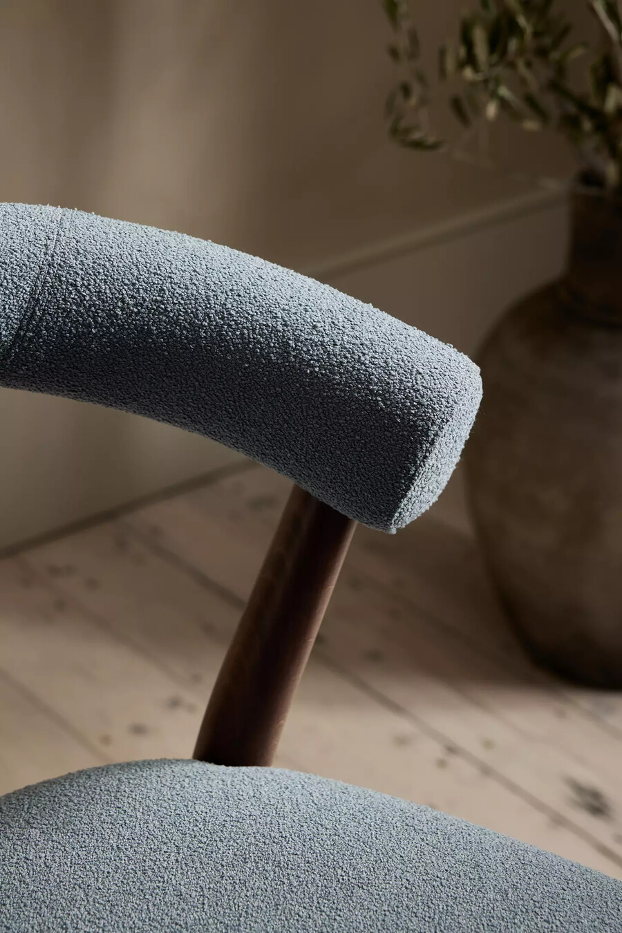 elsa aquaclean boucle-upholstered beech wood dining chair