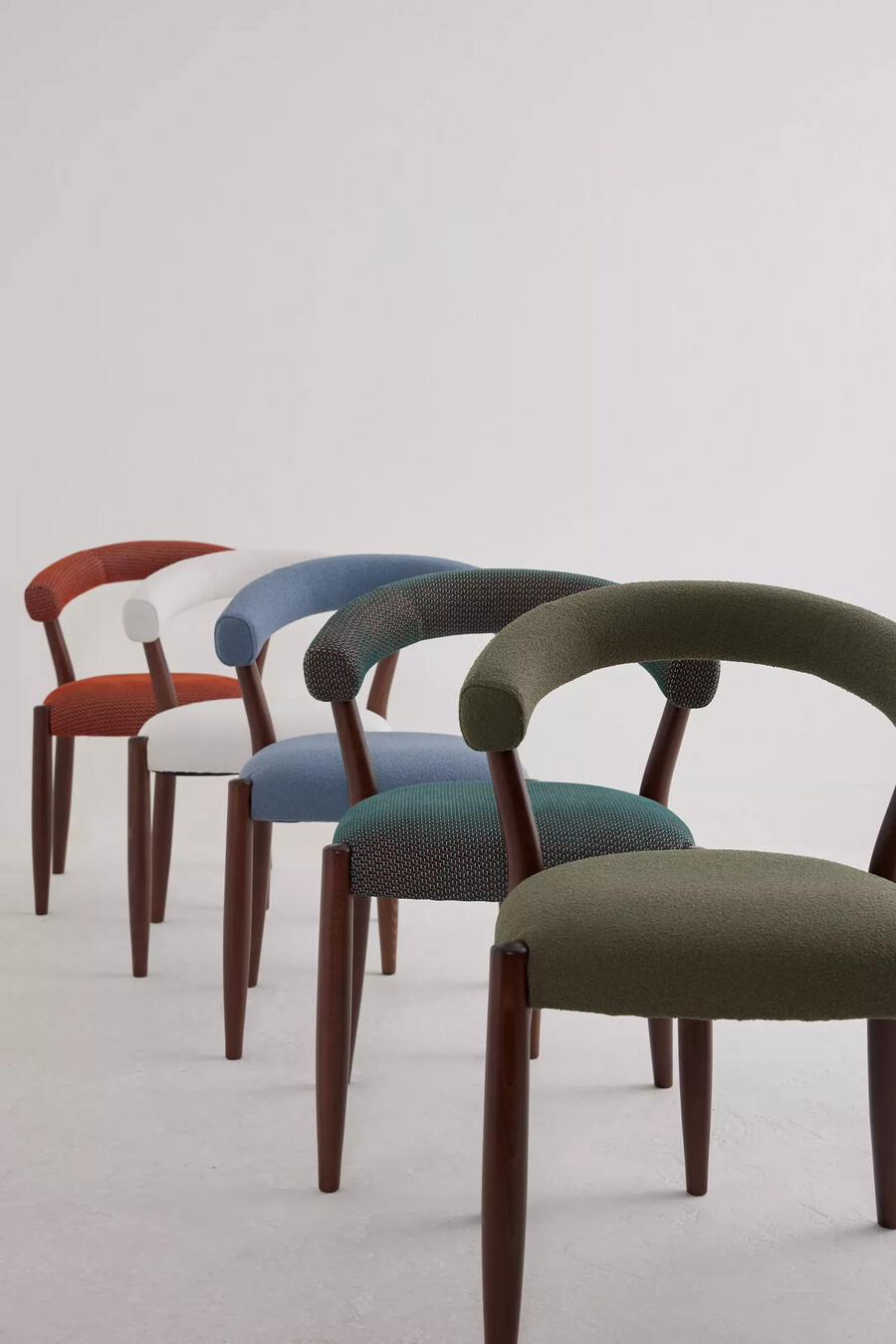 elsa aquaclean boucle-upholstered beech wood dining chair