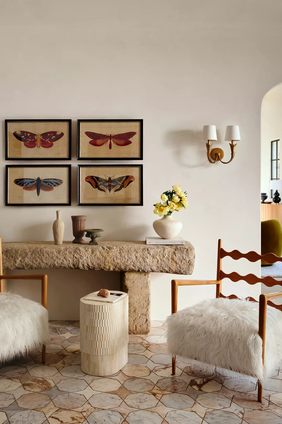 katie hodges faux fur accent chair