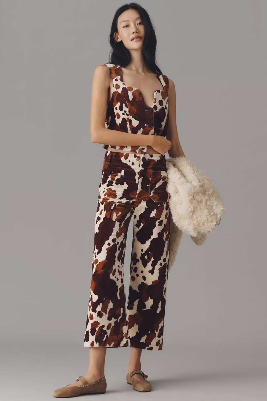 the colette cropped wide-leg trousers by maeve corduroy edition