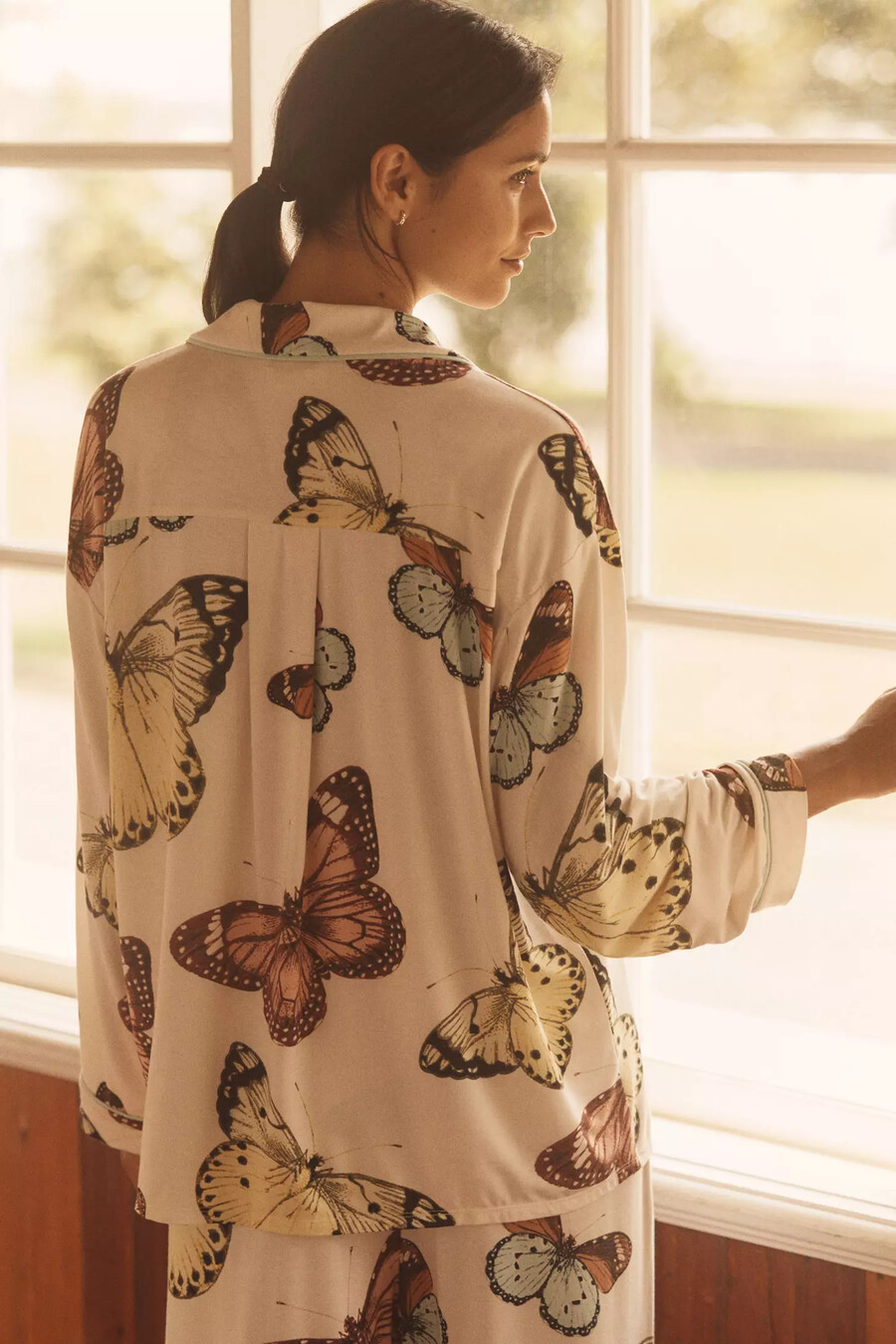 the briar piped long-sleeve pyjama shirt