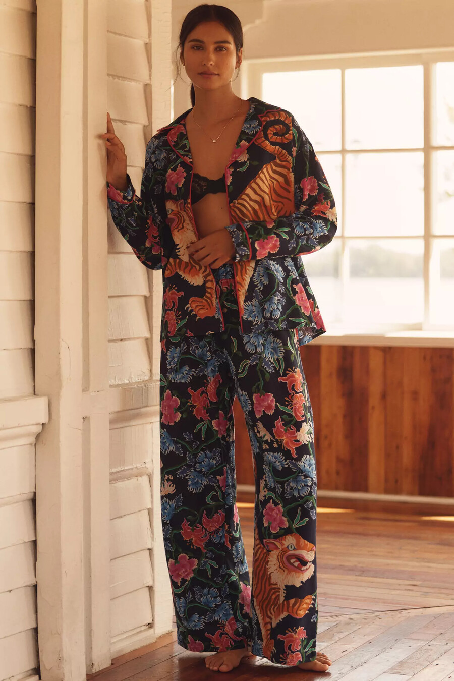 lyrebird long-sleeve flannel pyjama shirt