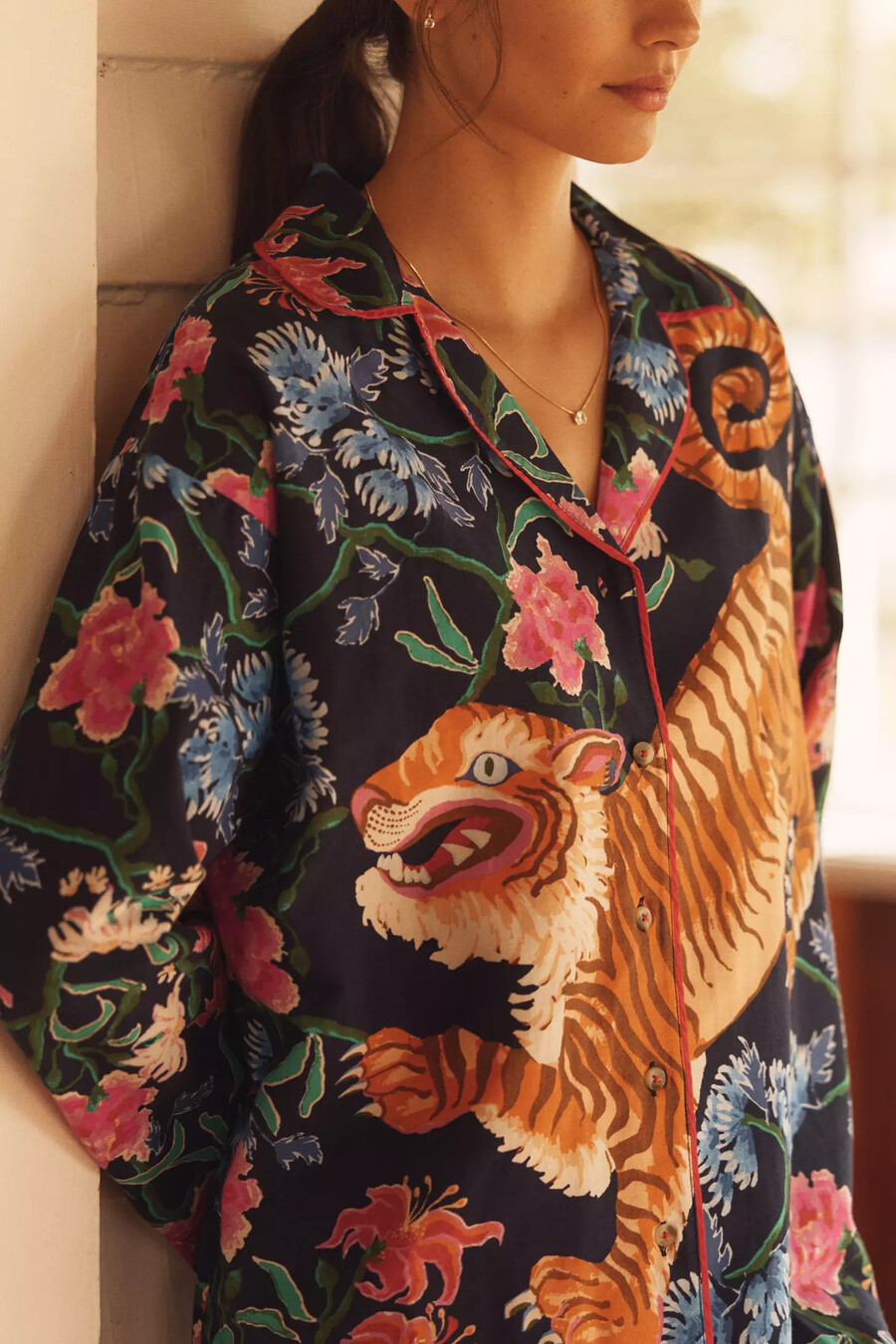 lyrebird long-sleeve flannel pyjama shirt