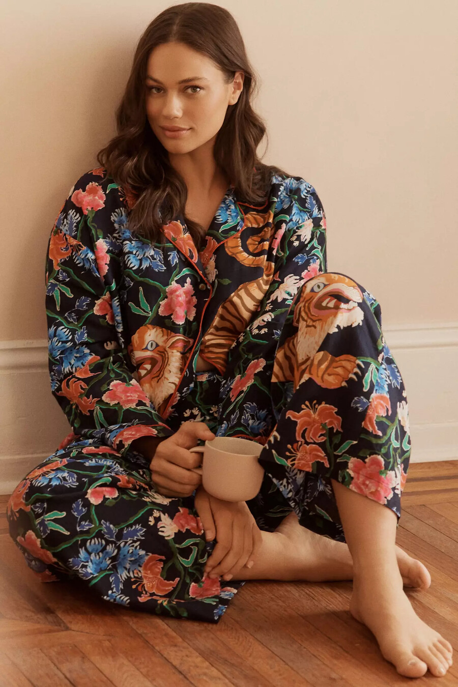 lyrebird long-sleeve flannel pyjama shirt