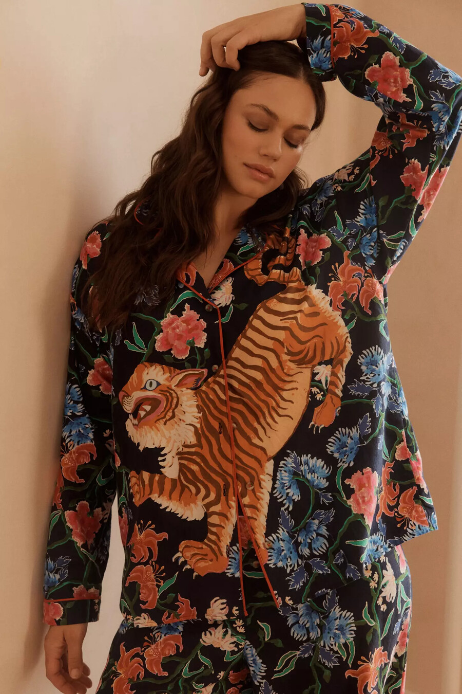 lyrebird long-sleeve flannel pyjama shirt