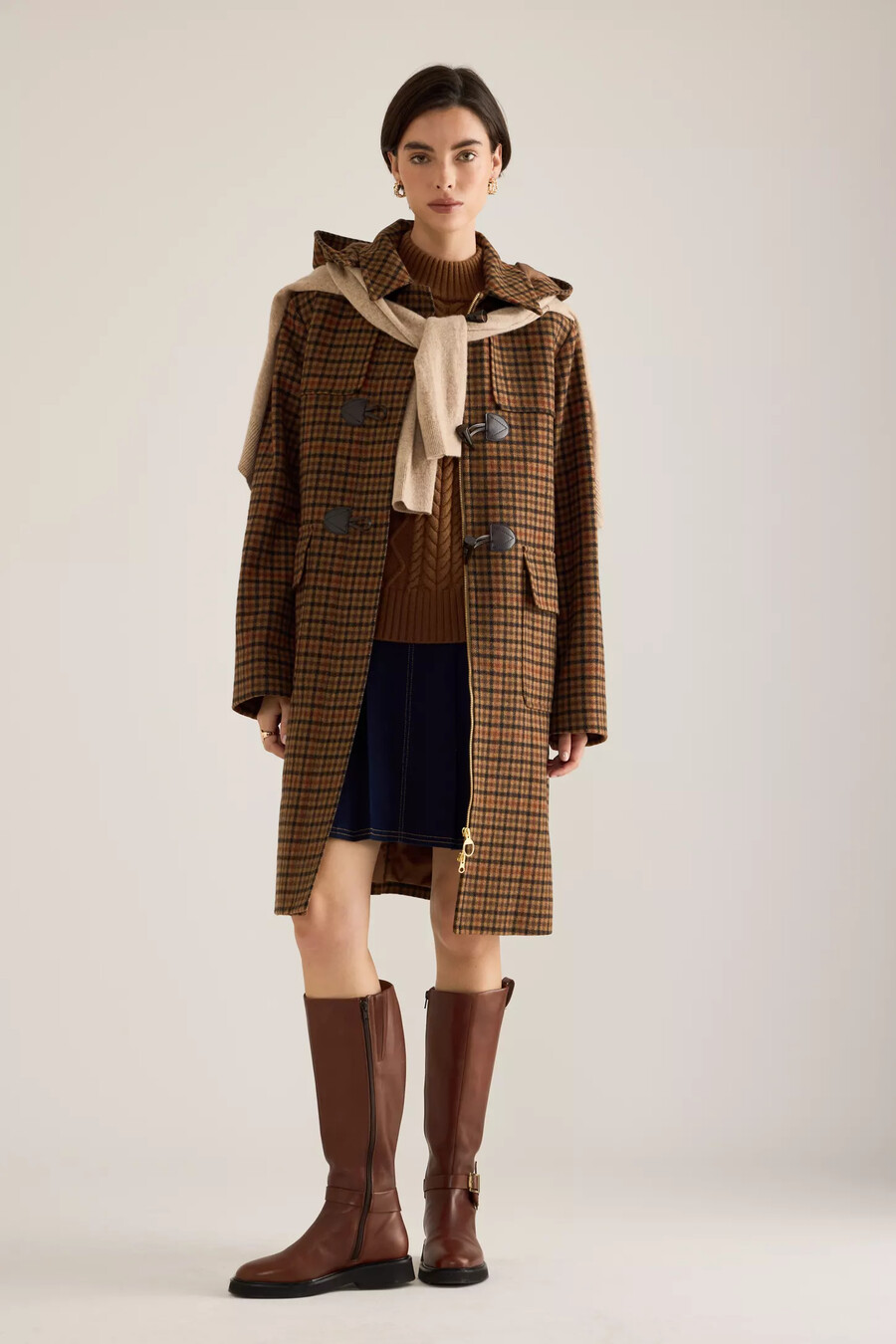 barbour melody check duffle coat