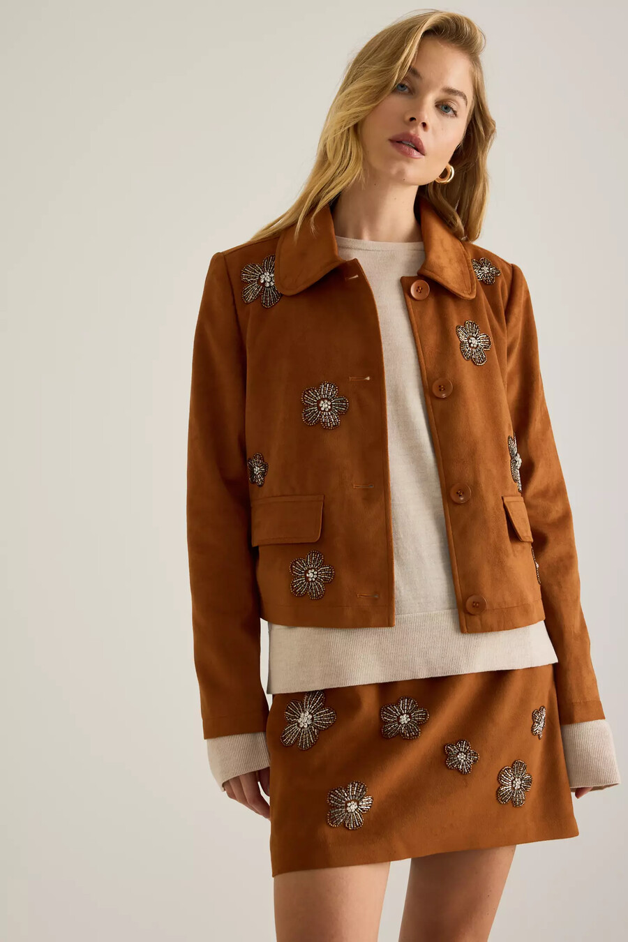 maeve embellished faux-suede jacket