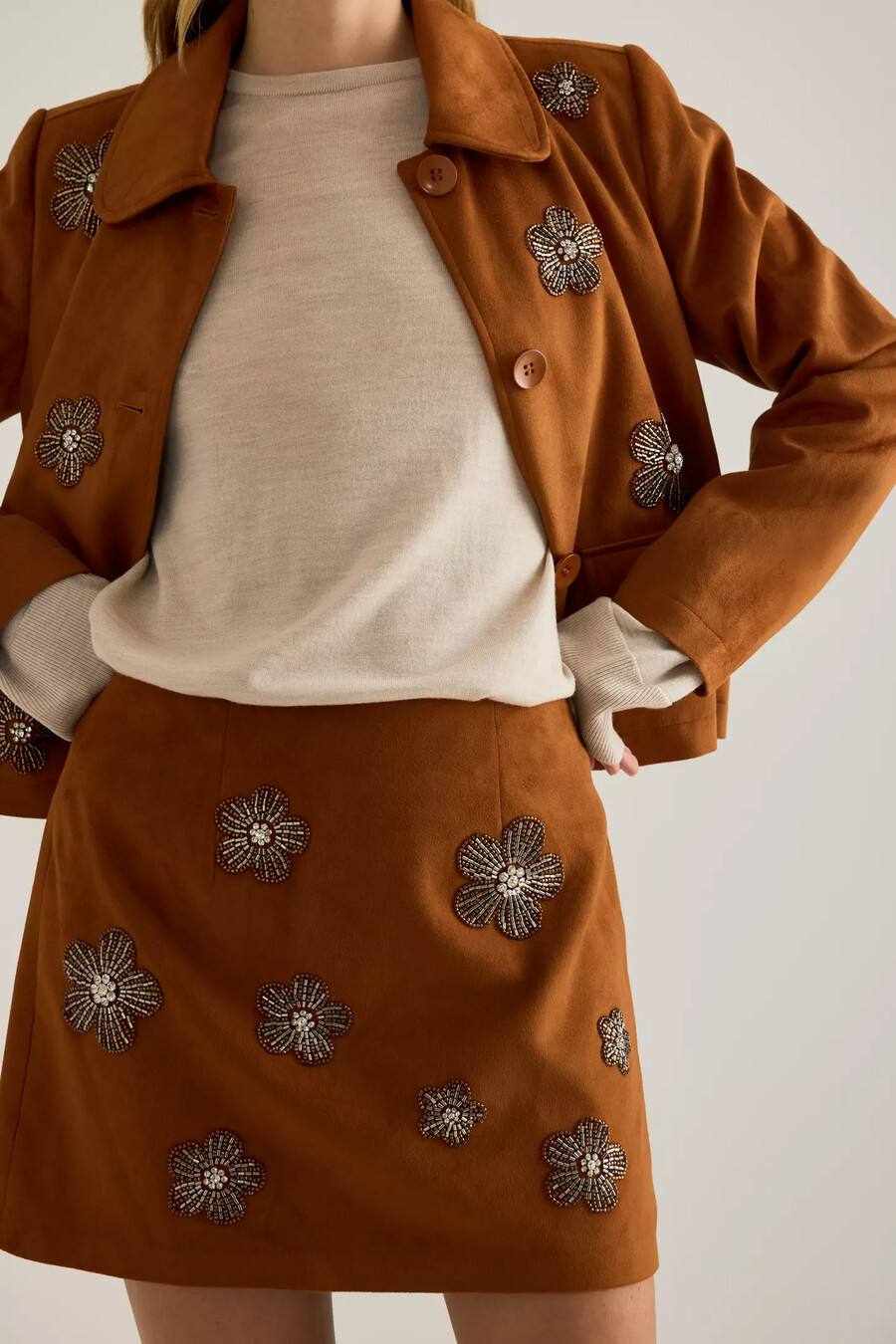 maeve embellished faux-suede jacket