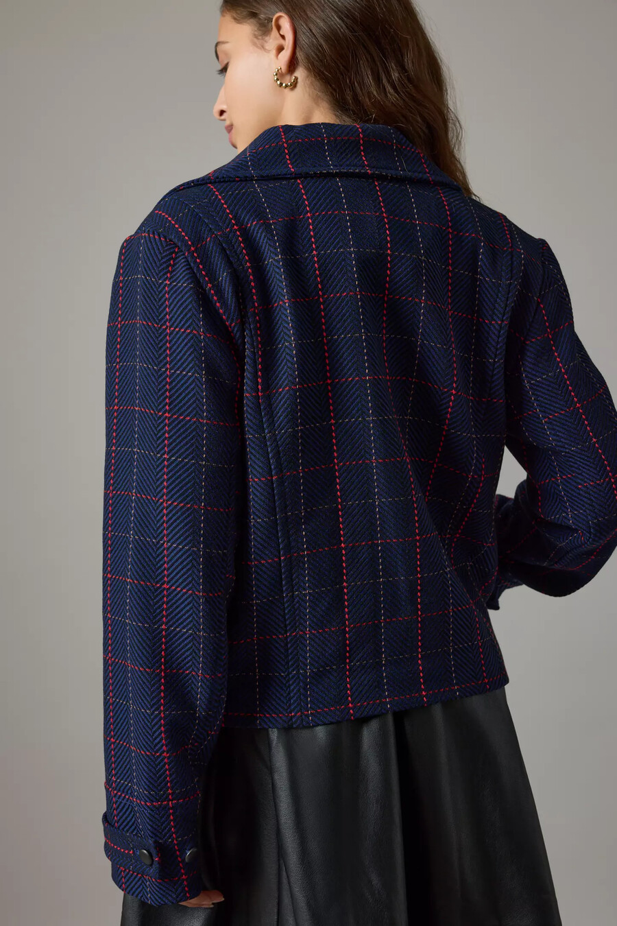 maeve x merrick white plaid crop blazer