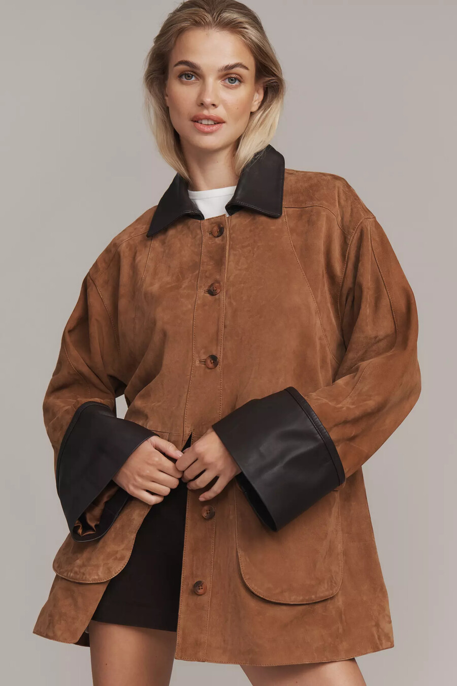 pilcro adelaide suede barn jacket