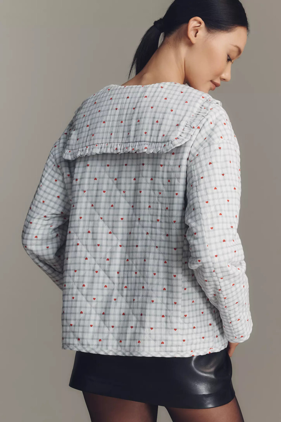 the hazel heart print quilted jacket by maeve
