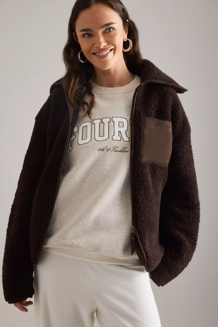 4th reckless zara zip-up fleece jacket