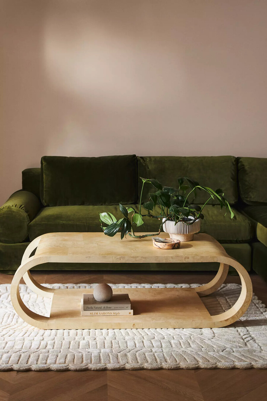 cassini acacia wood curve coffee table