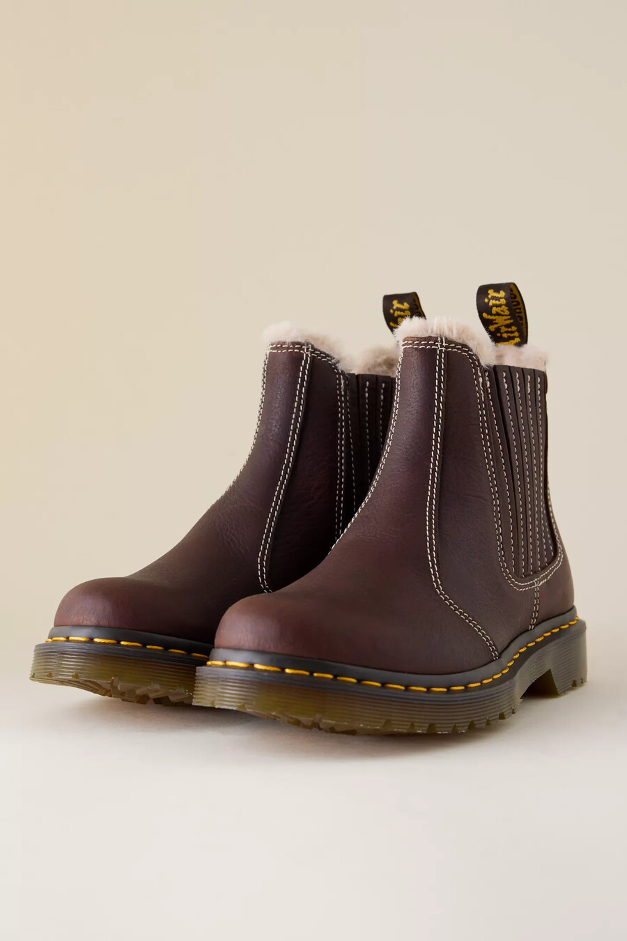 dr. martens 2976 leonore ii faux-fur leather chelsea boots