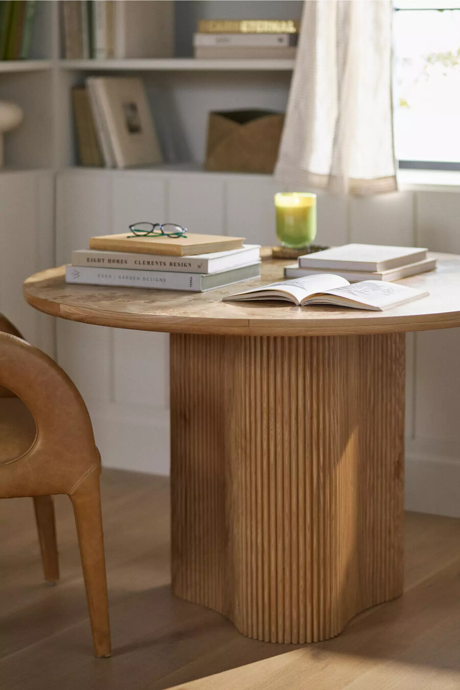 scout wood round dining table
