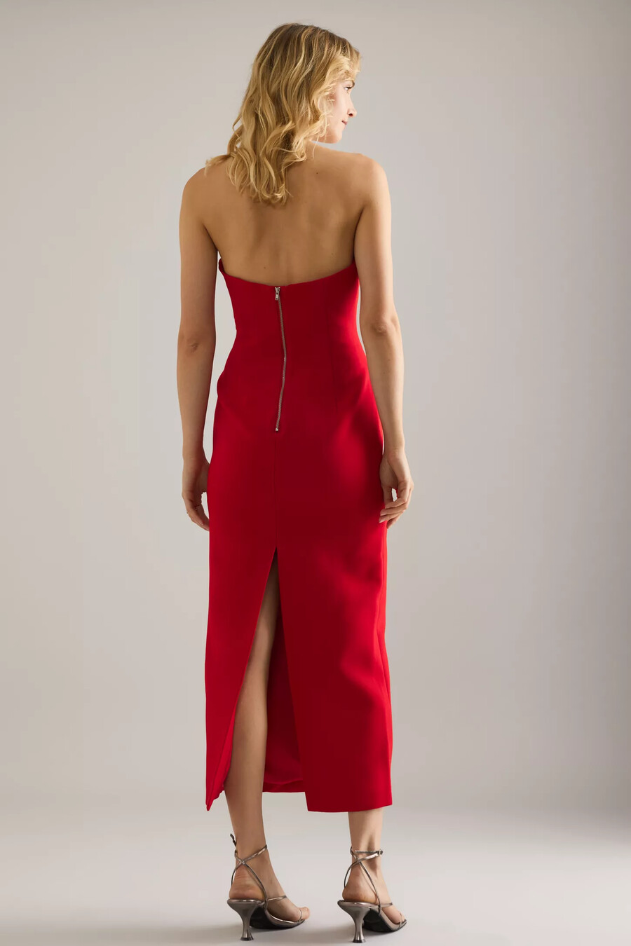 bardot rosalyn strapless plunge midi dress