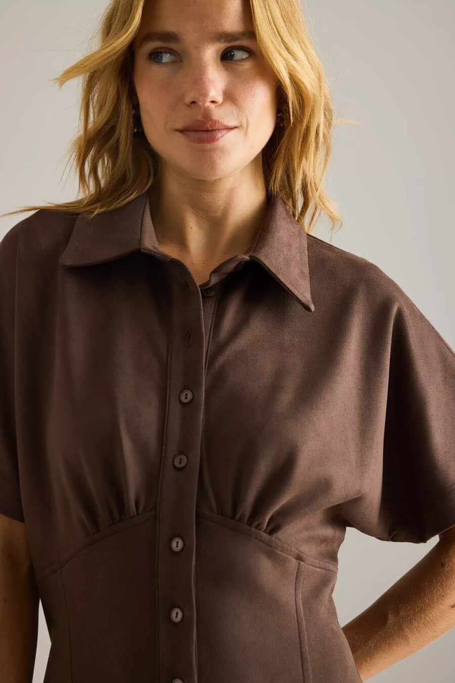 exquise raina short-sleeve midi shirt dress